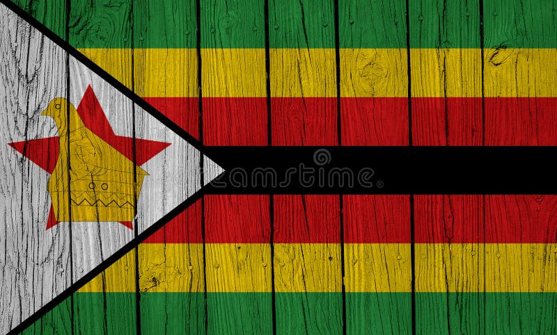 Flaga Zimbabwe nad planetami leśnymi obrazy royalty free