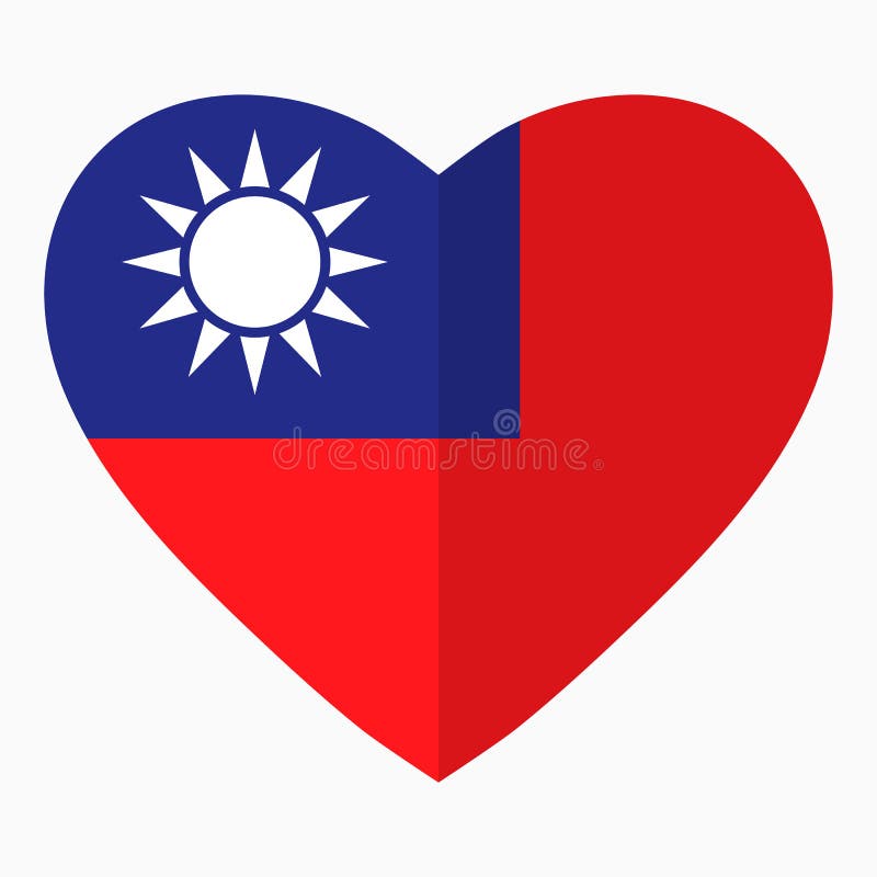 Flagga av Taiwan i formen av hjärta, lägenhetstil, symbol av förälskelse stock illustrationer