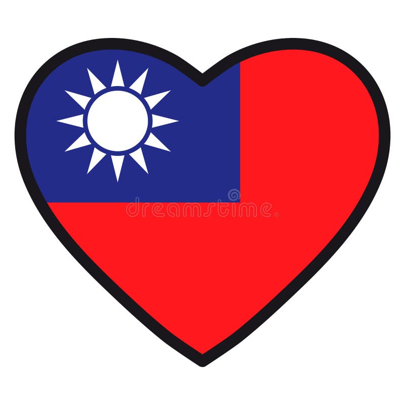 Flagga av Taiwan i formen av hjärta med att kontrastera kontur, s royaltyfri illustrationer