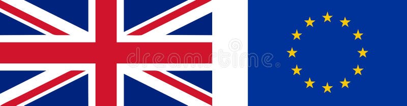 Flagga av UK och EU stock illustrationer Flagga av UK och EU stock illustrationer