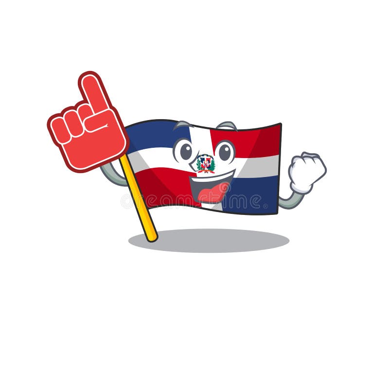 Flagga dominikan republic mascot-teckningsstil med ett skumfinger stock illustrationer Flagga dominikan republic mascot-teckningsstil med ett skumfinger stock illustrationer