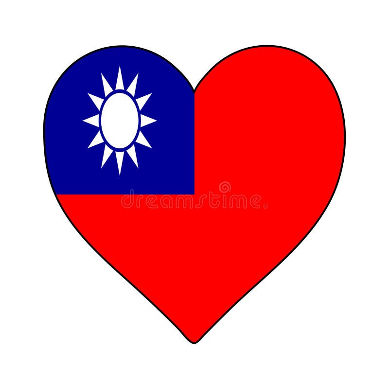 Flagga för taiwan-hjärtform. älska taiwan. besöka taiwan. china. asia. vektorillustration stock illustrationer