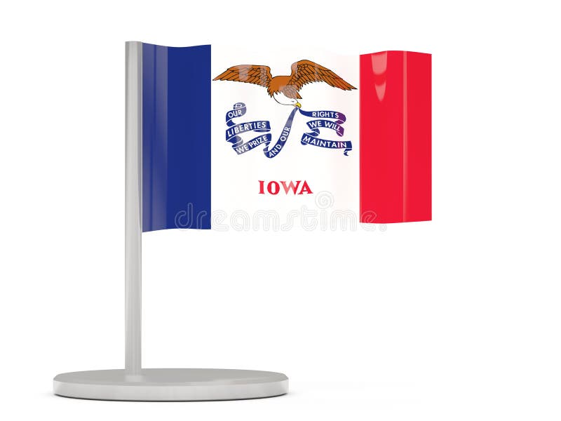 Flaggastift med flaggan av iowa Förenta staterna lokalflaggor royaltyfri illustrationer Flaggastift med flaggan av iowa Förenta staterna lokalflaggor royaltyfri illustrationer
