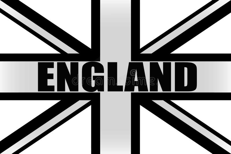 Flagge Von England Mit Dem Wort England In Schwarzweiss Stock Abbildung Illustration Von Schwarzweiss Wort