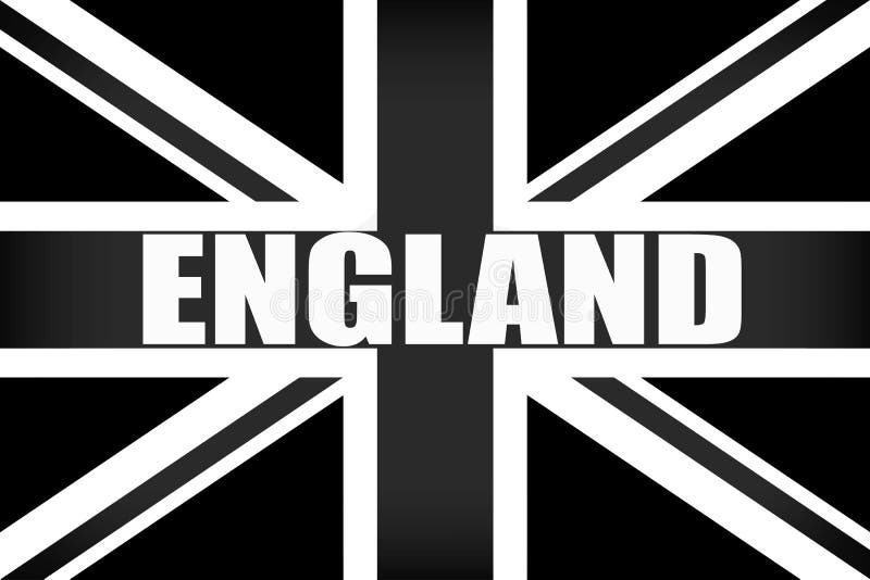 Flagge Von England Mit Dem Wort England In Schwarzweiss Stock Abbildung Illustration Von Schwarzweiss Wort