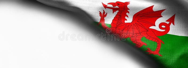 Fabric Flag of Wales on white background. Fabric Flag of Wales on white background