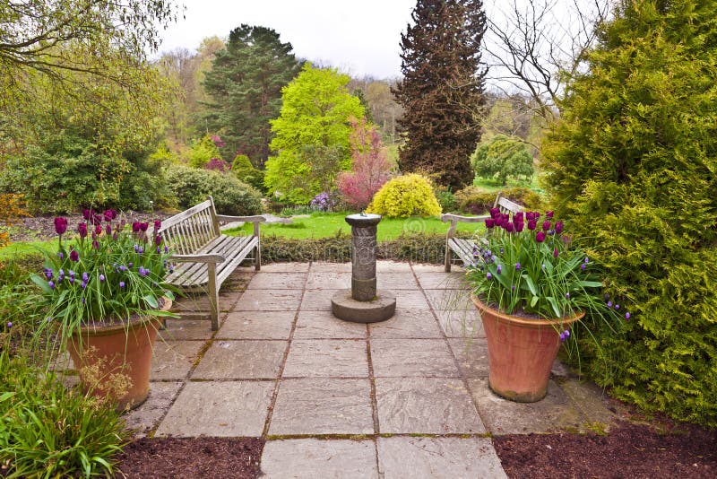 Flagged English garden.