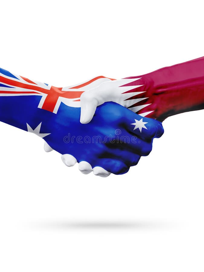 Flaggen Australien, Katar Länder, Partnerschaftsfreundschaft, nationales Sportteam lizenzfreies stockbild Flaggen Australien, Katar Länder, Partnerschaftsfreundschaft, nationales Sportteam lizenzfreies stockbild