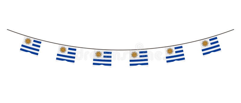 Flaggendekoration in den Farben von Uruguay-Flagge Girlande, Wimpel auf einem Seil für Partei, Karneval, Festival, Feier Für Staa lizenzfreie abbildung Flaggendekoration in den Farben von Uruguay-Flagge Girlande, Wimpel auf einem Seil für Partei, Karneval, Festival, Feier Für Staa lizenzfreie abbildung