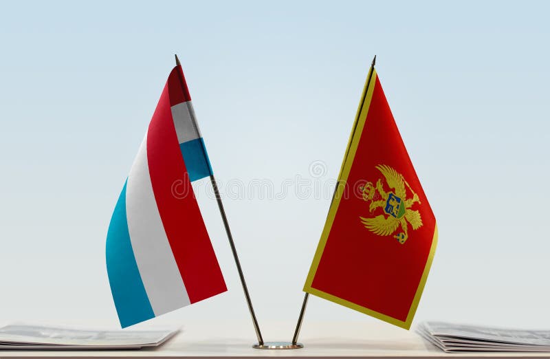 Flaggor av Luxembourg och Montenegro royaltyfri bild Flaggor av Luxembourg och Montenegro royaltyfri bild