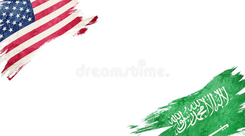 Flaggor av USA och Saudiarabien på vit bakgrund vektor illustrationer Flaggor av USA och Saudiarabien på vit bakgrund vektor illustrationer