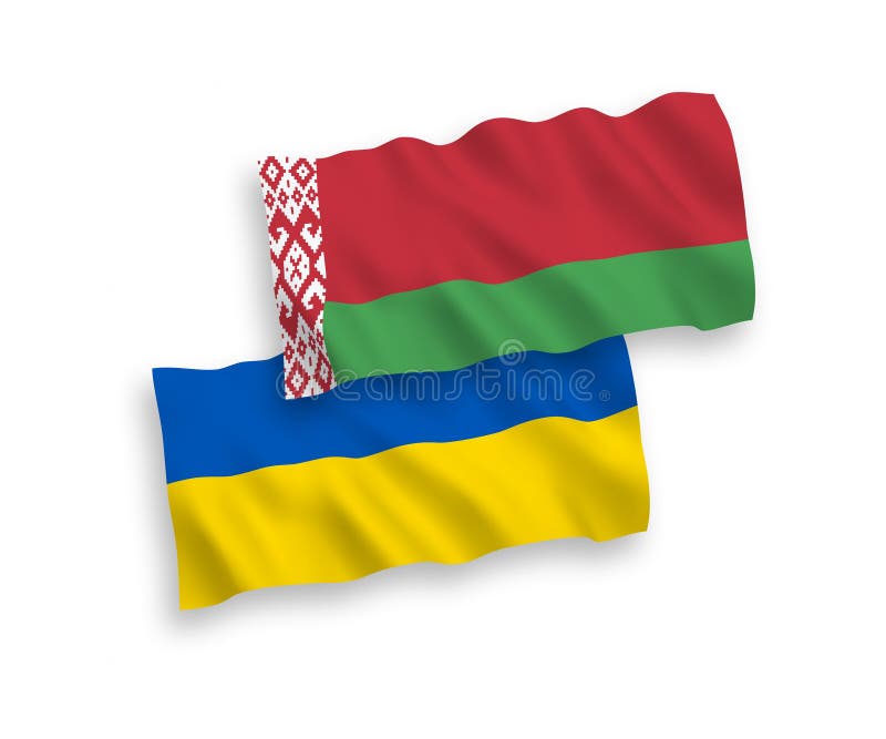 Flags of Belarus and Ukraine on a white background