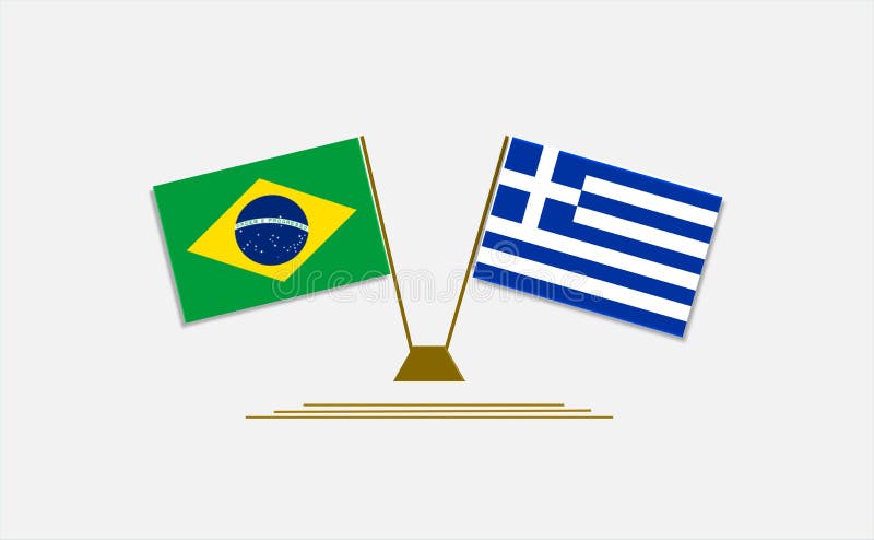 Flags Of Brazil And Greece Partnership Background And Illustrations