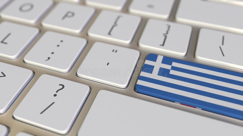 Key with flag of Greece on the computer keyboard switches to key with flag of Great Britain, translation or relocation