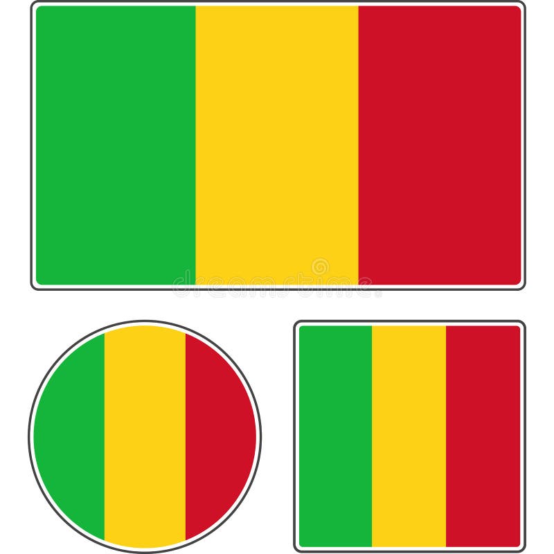 Drapeau Mali Flag green yellow red Stock Vector