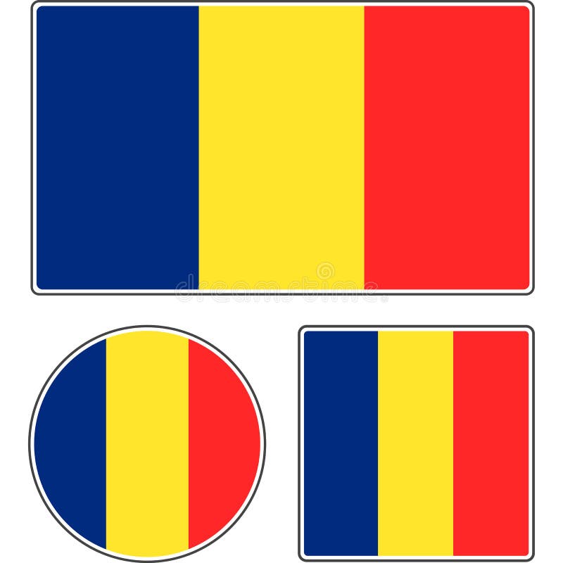 State Flag of Romania. Red Blue Yellow Vector Illustration. Stock
