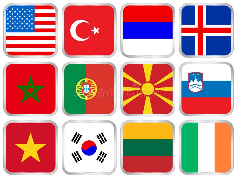 flags den nationella set fyrkanten för symbolen vektor illustrationer flags den nationella set fyrkanten för symbolen vektor illustrationer