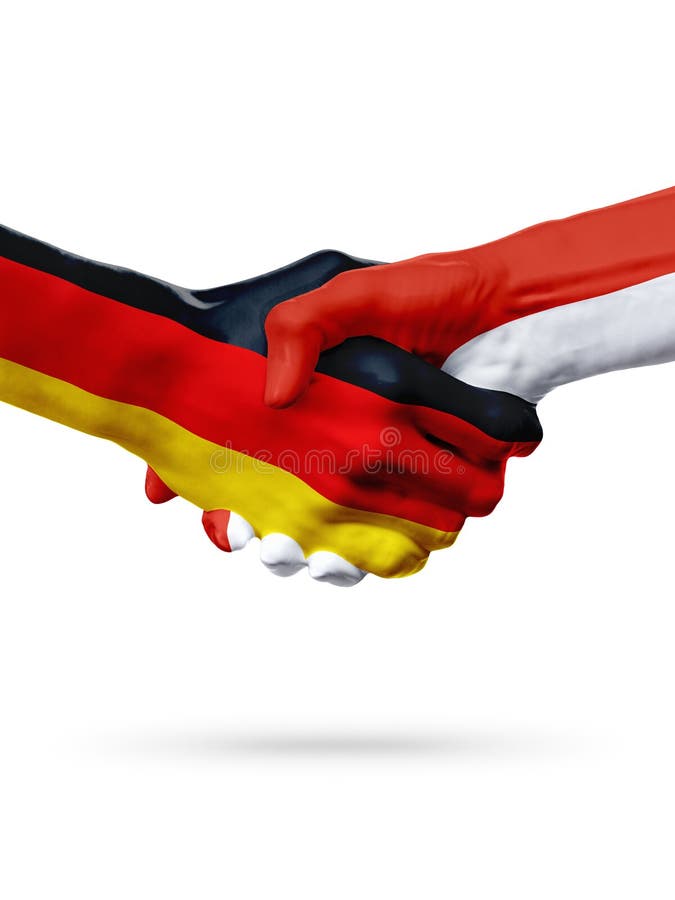 Flags Germany, Monaco countries, partnership friendship handshake concept. royalty free stock photo Flags Germany, Monaco countries, partnership friendship handshake concept. royalty free stock photo