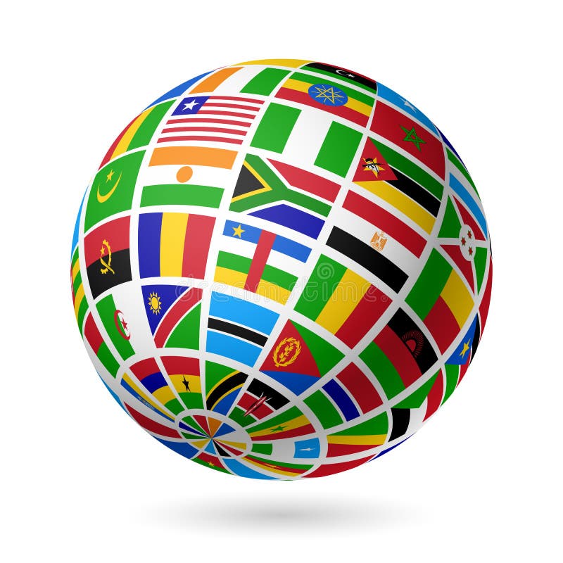 Flags globe. Africa. stock illustration
