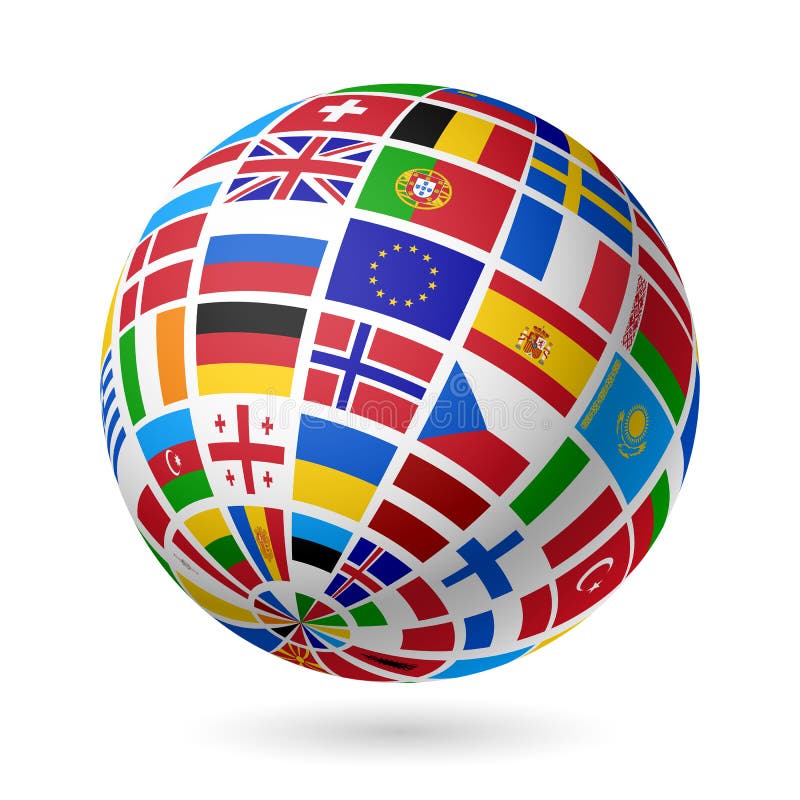 Flags globe. Europe. vector illustration Flags globe. Europe. vector illustration