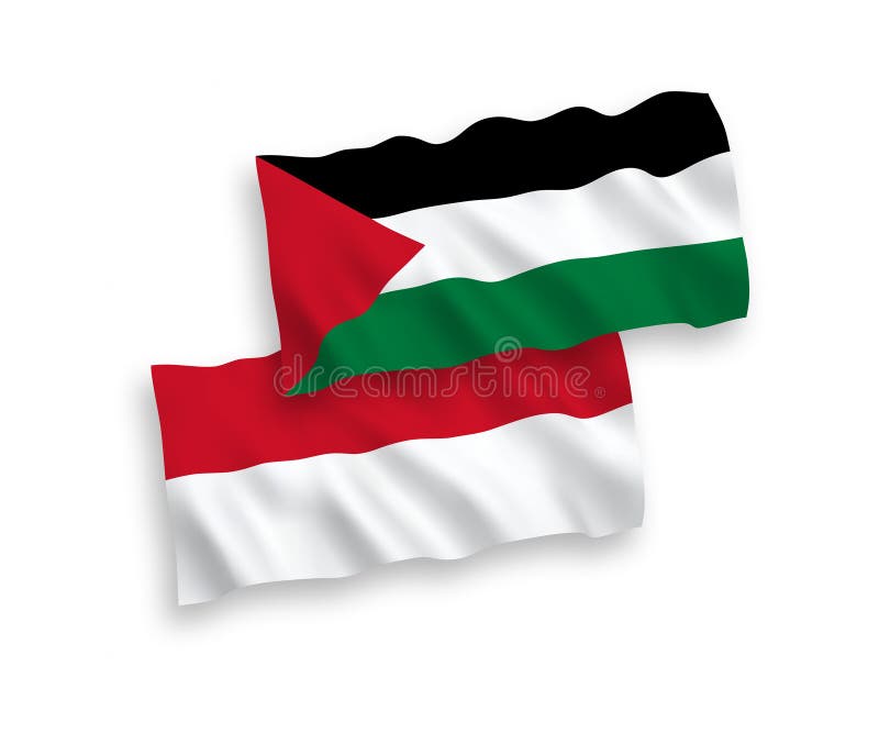 Flags of Indonesia and Palestine on a white background