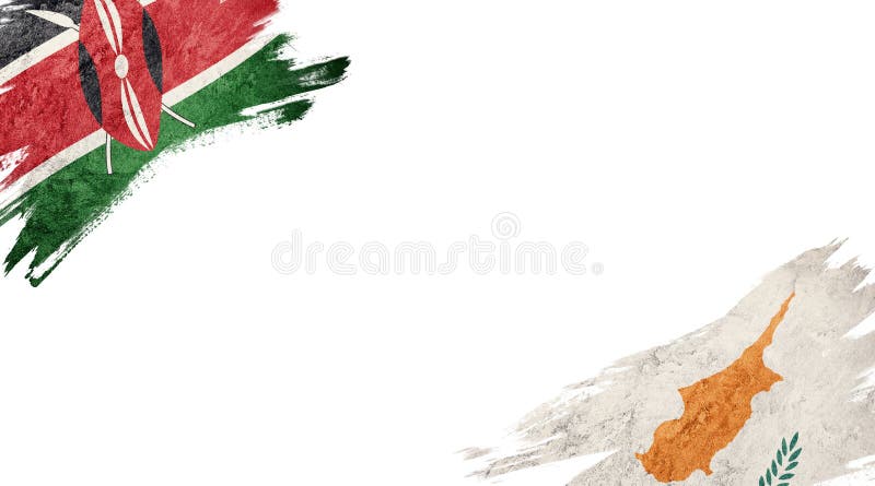 Flags of Kenya and Cyprus on white background royalty free illustration