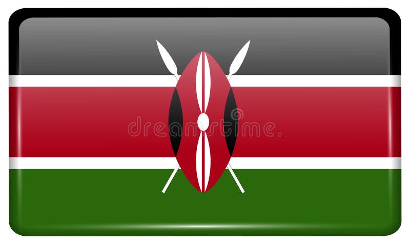 Flags Kenya in the form of a magnet on refrigerator with reflections light. vector illustration