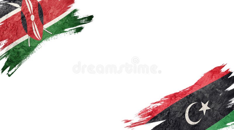Flags of Kenya and Libya on white background stock illustration