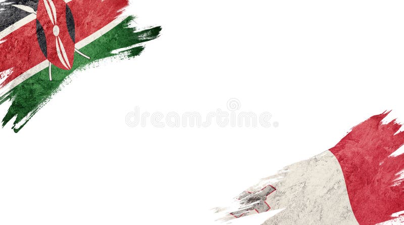 Flags of Kenya and Malta on white background royalty free illustration