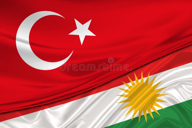 Flags of Kurdistan and Turkey. International Relationships Stock