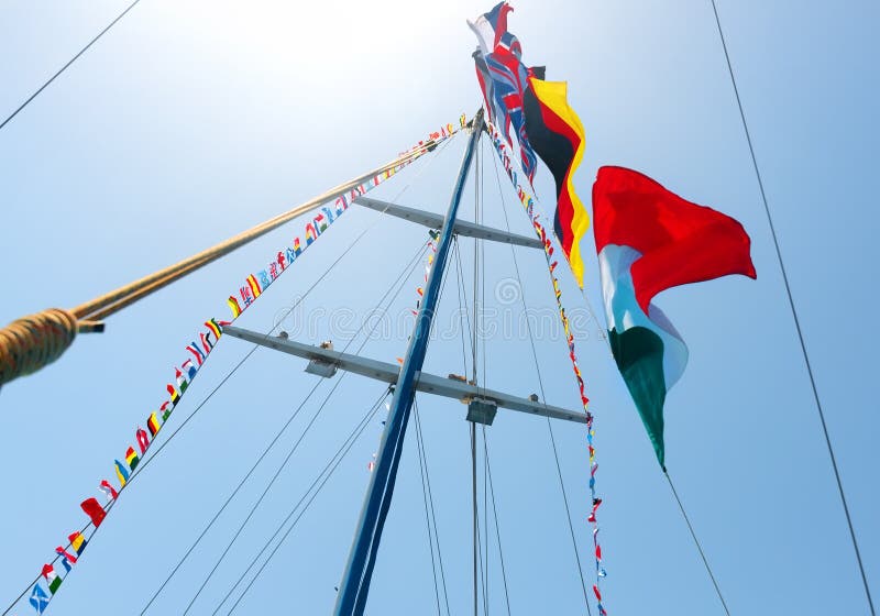Flags on mast stock image. Image of maritime, symbol 62359123