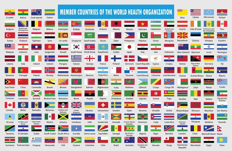 Flags of Member Countries of the World Health Organization Stock Vector ...