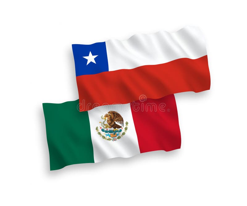 Flags Of Mexico And Denmark On A White Background Stock Illustration
