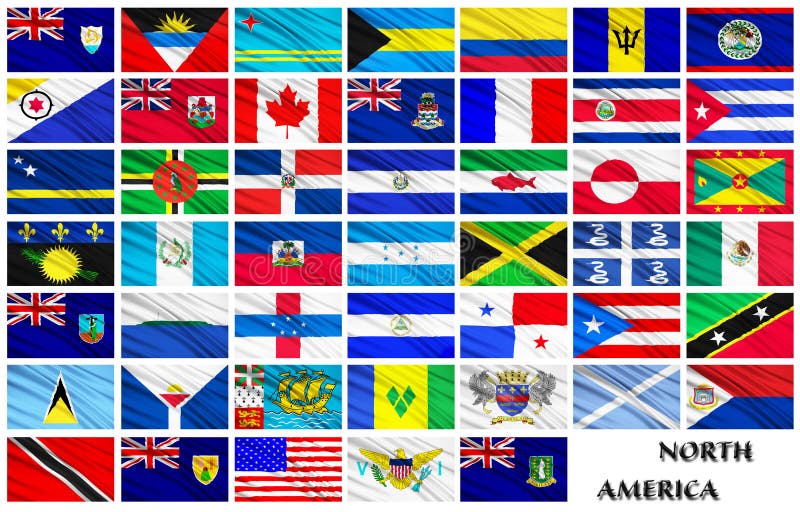 Flags Of North American Countries In Alphabetical Order Stock