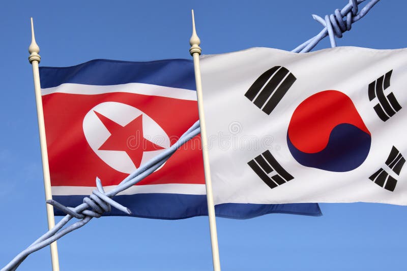 Flags Of North And South Korea Stock Photo Image Of Conflict South
