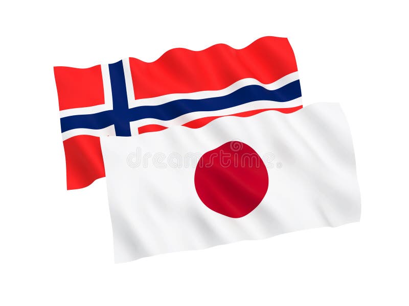 Flags of Norway and Japan on a white background