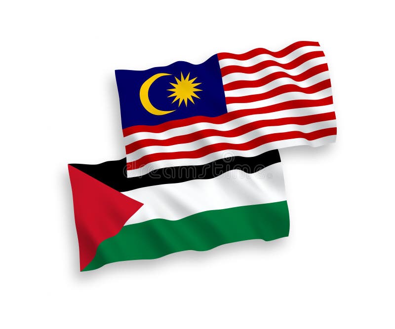 Flags of Palestine and Malaysia on a white background