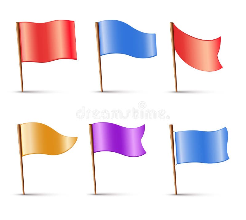 Flags, set of multi colored pins