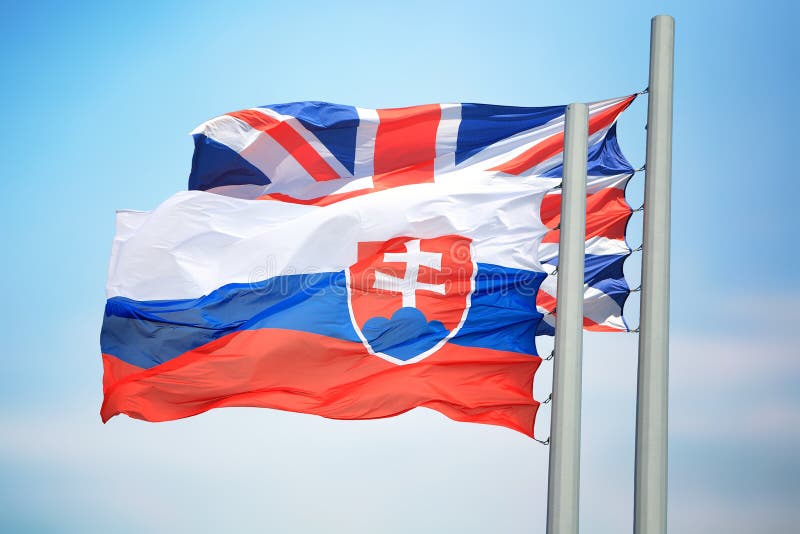 Flags of Slovakia and Great Britain