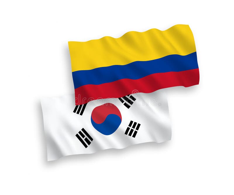 Flags of South Korea and Colombia on a white background