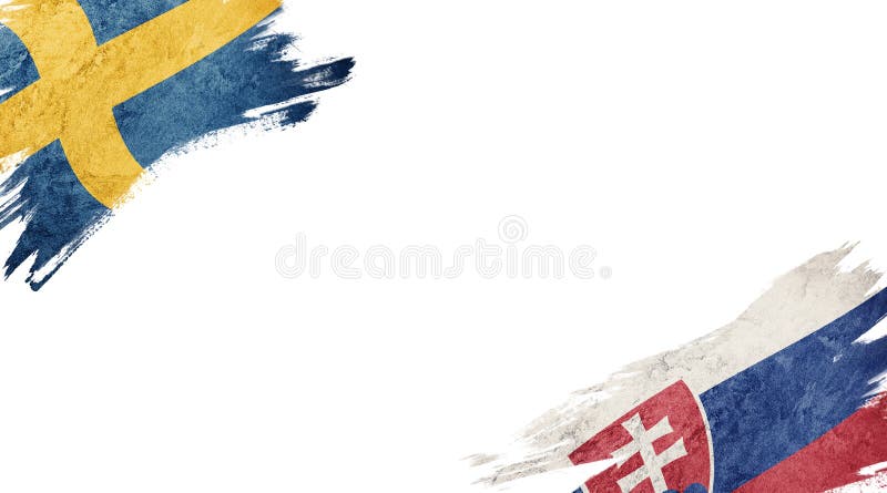 Vlajky Švédska a Slovenskej republiky na bielom pozadí