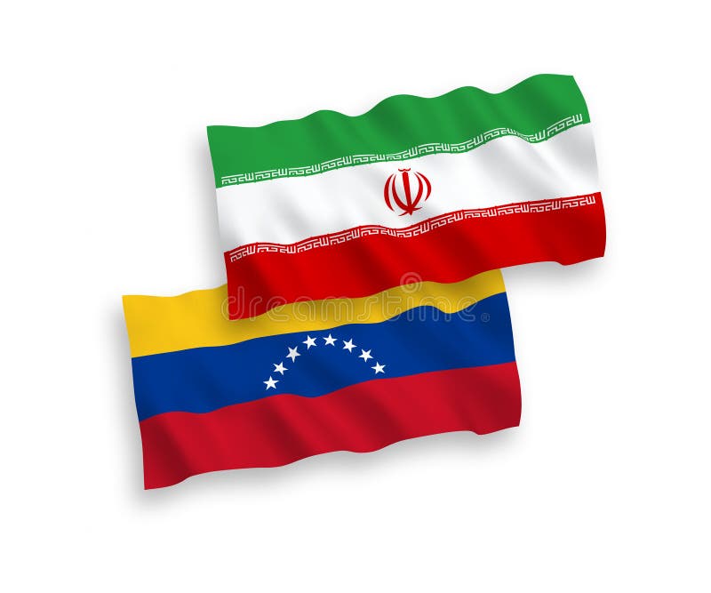 Flags of Venezuela and Iran on a white background