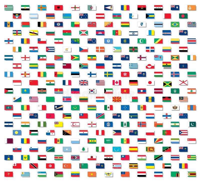 194 Vector Best All Continents World Flags Collection With Country