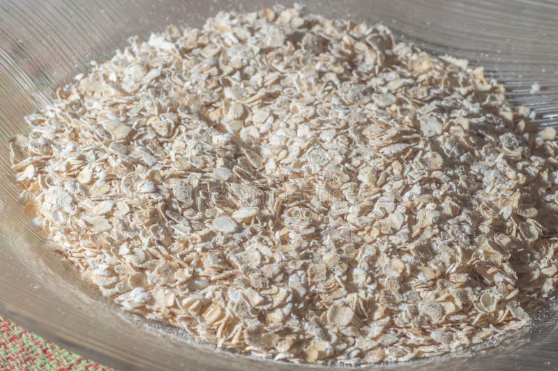 Flaked Oats, on a Plate that is on a Table with Natural Light,copy ...