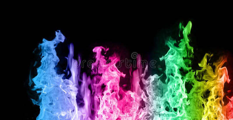 Colored flames against black background. Colored flames against black background