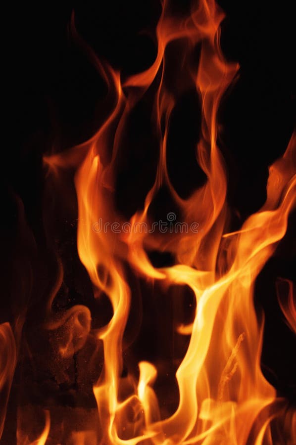 Flamas do incêndio em um fundo preto Fundo da textura da chama do fogo da chama Feche acima das chamas do fogo isoladas no fundo