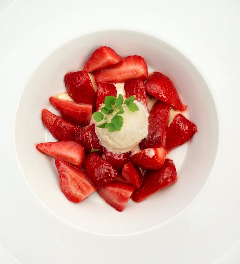 Sweet Flambe Dessert with Strawberry Stock Photo Image of berries