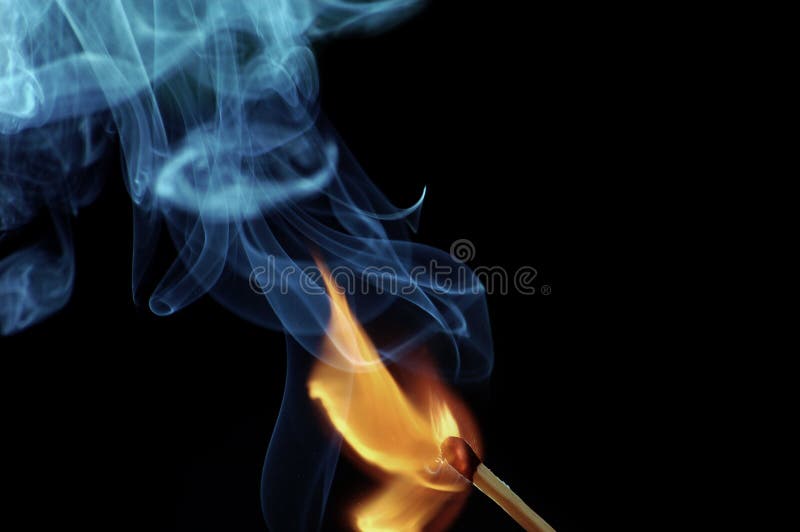 Flame on burning safety-match. Plasma blast stock images, royalty-free photos and pictures