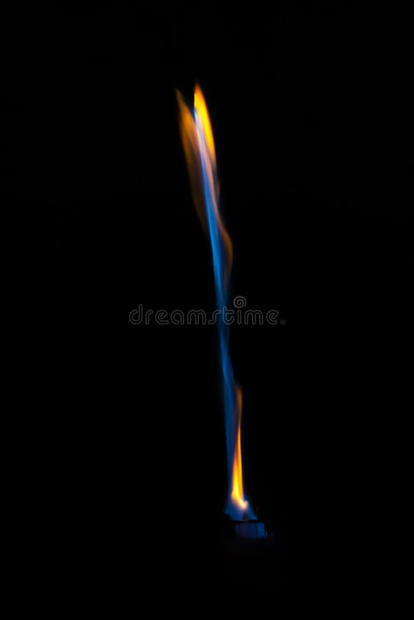 Flame Blue and Orange Fire Flame on Black Background, Lines and