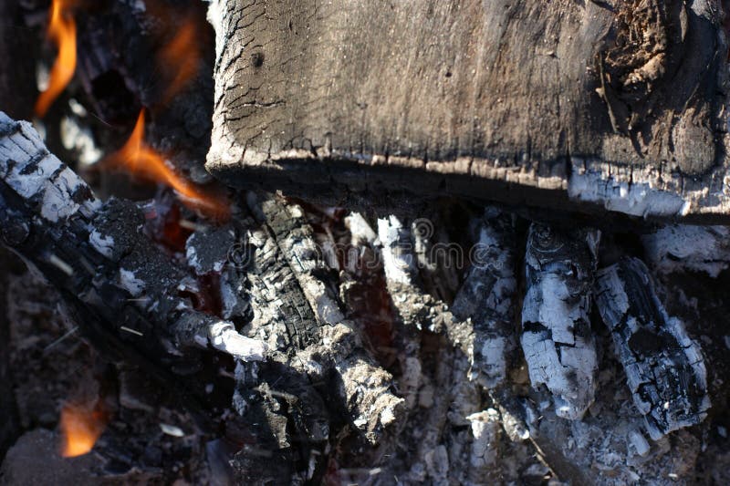 The Flame Burns the Charcoal in the Stove Causing Stock Photo Image